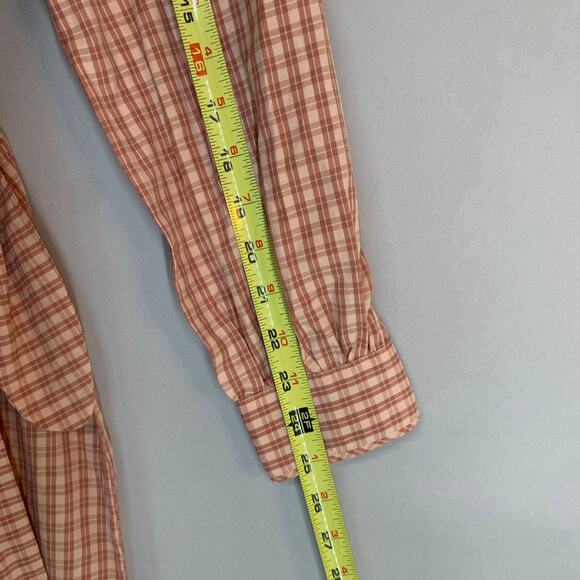 Sezane Jamy Linen Check Shirt Dress Faux Wrap Women 42 Pink Plaid Long Sleeve - Picture 12 of 16
